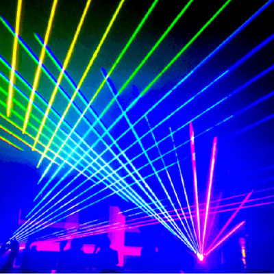 レーザー演出　青・赤・緑の光の線
